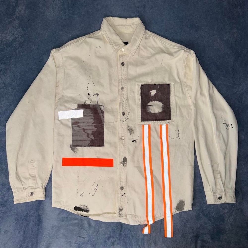 Zara Men's Punk Motif Distressed Denim Jacket